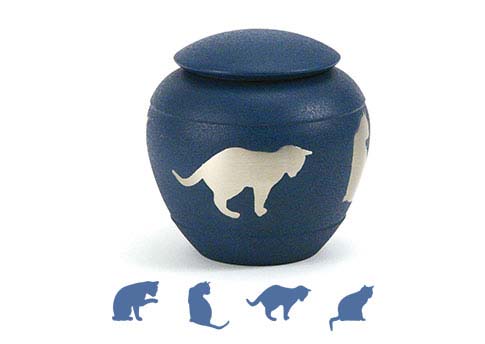 Silhouette Urn - Country Blue Cat Image